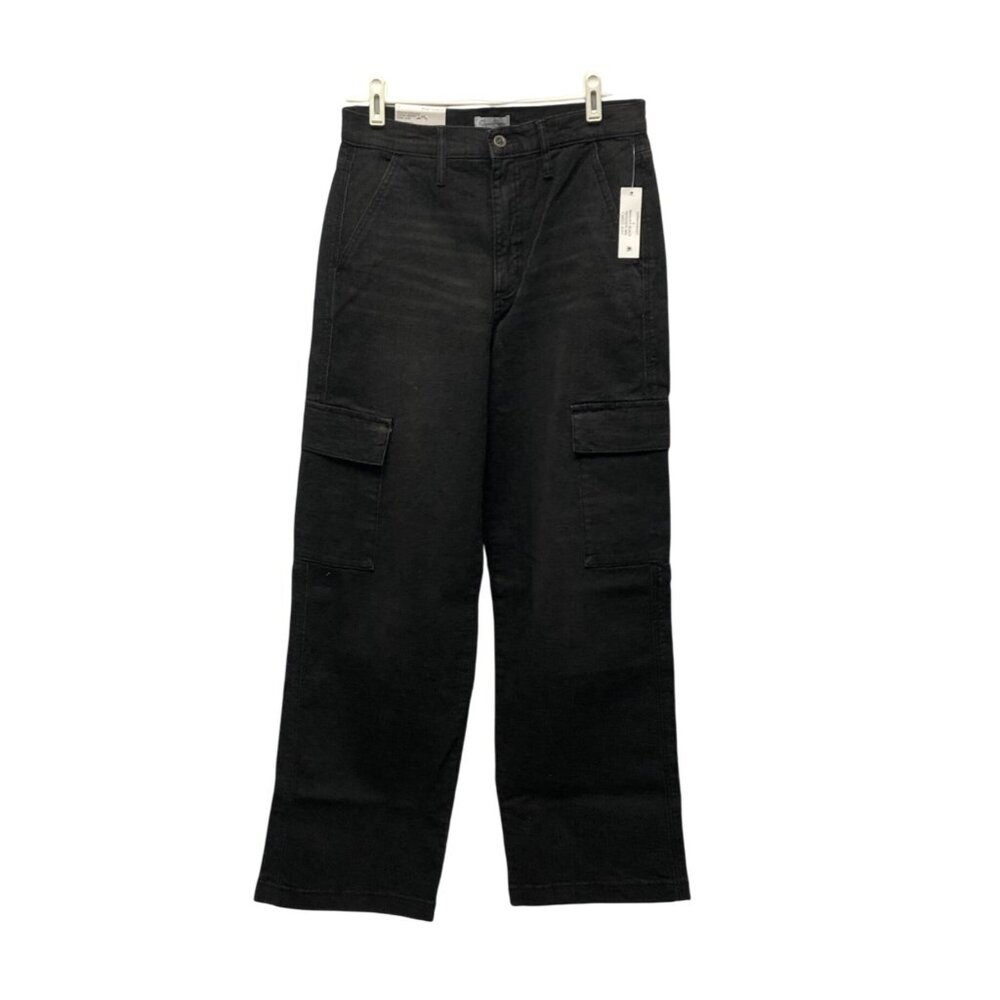 Jessica Simpson Wide Leg Cargo Jeans Womens Size 4 Black Stretch High Rise NEW